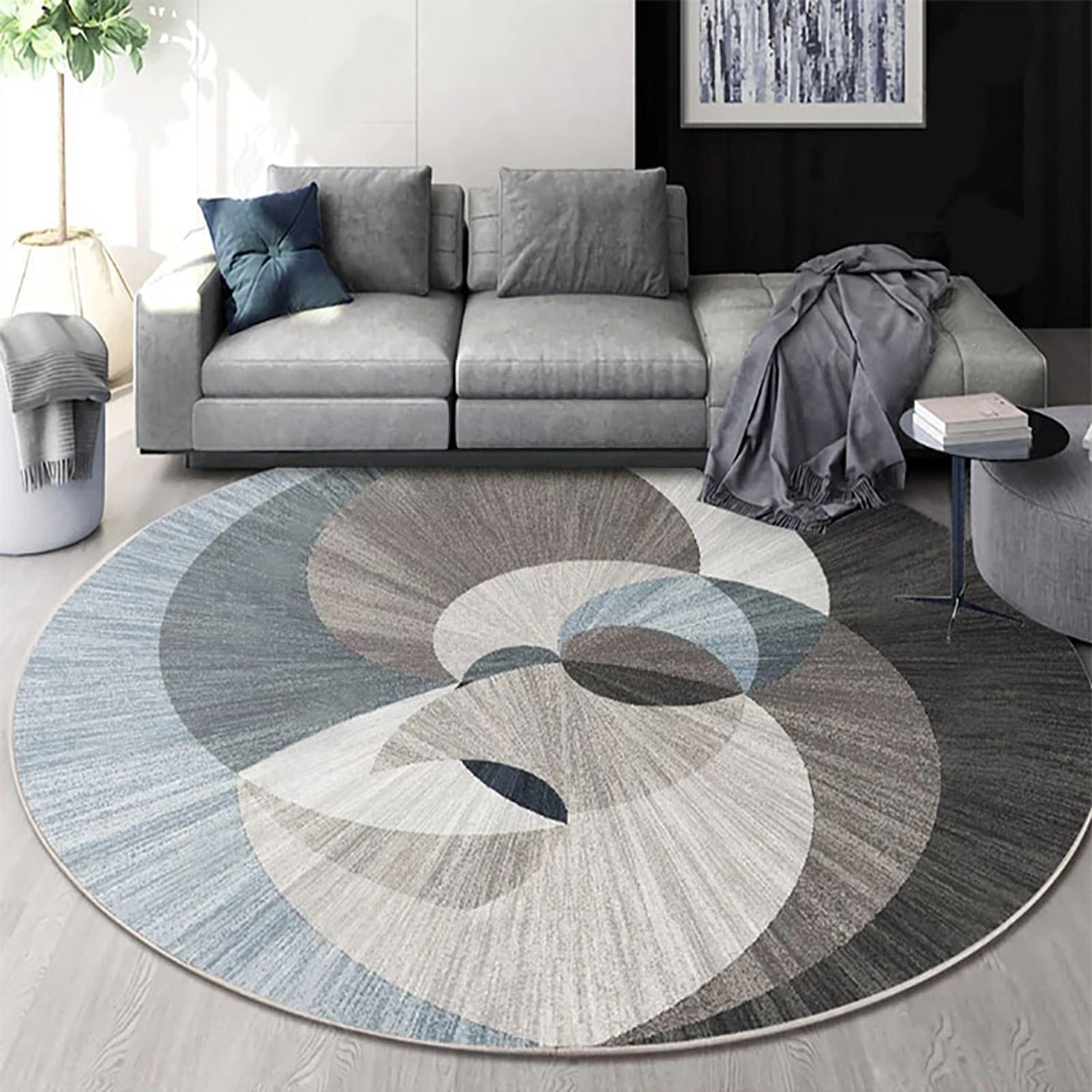 Tapis de Style Nordique Isoler Sol Froid Grand Tapis Rond 200Cm Salon Bureau