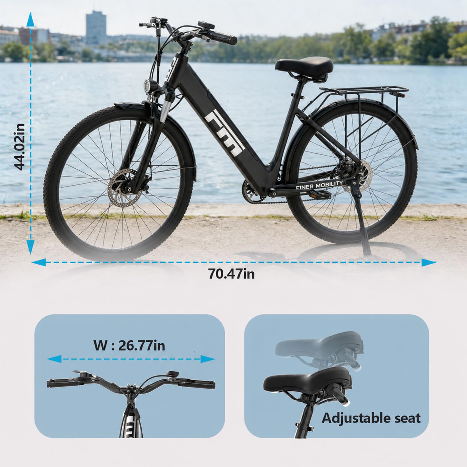 Vélo électrique 27,5" pour adulte, 250 W CityBike