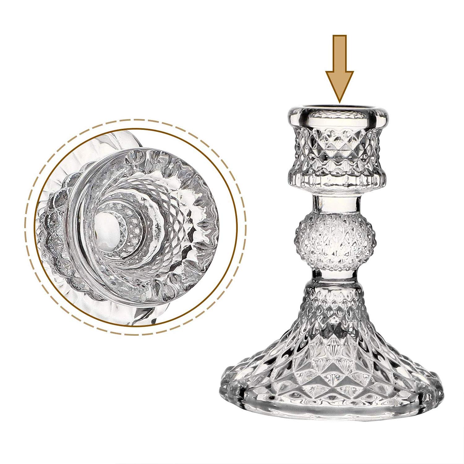 Kandelaars Set van 3 Taper Glass Clear Candlestick Holder Hoog Kristallen Decoratieve Kandelaar Middelpunt voor Tafel Bruiloft Eetkamer,B