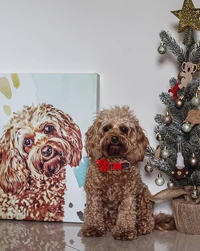 Miniatura 7 de Collares navideños para perros con flor roja extraíble, collar grande para perros hembras