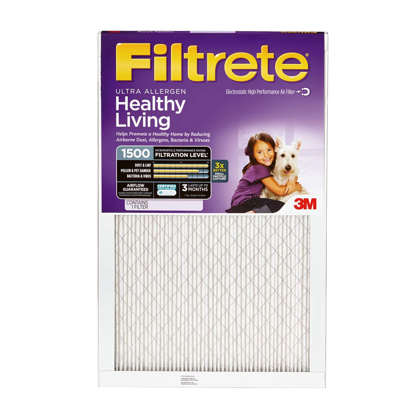 Filtrete 2004-4PK 2004DC-6 Healthy Living Ultra Allergen Reduction HVAC Air Filter, 4 Count (Pack of 1), No Color