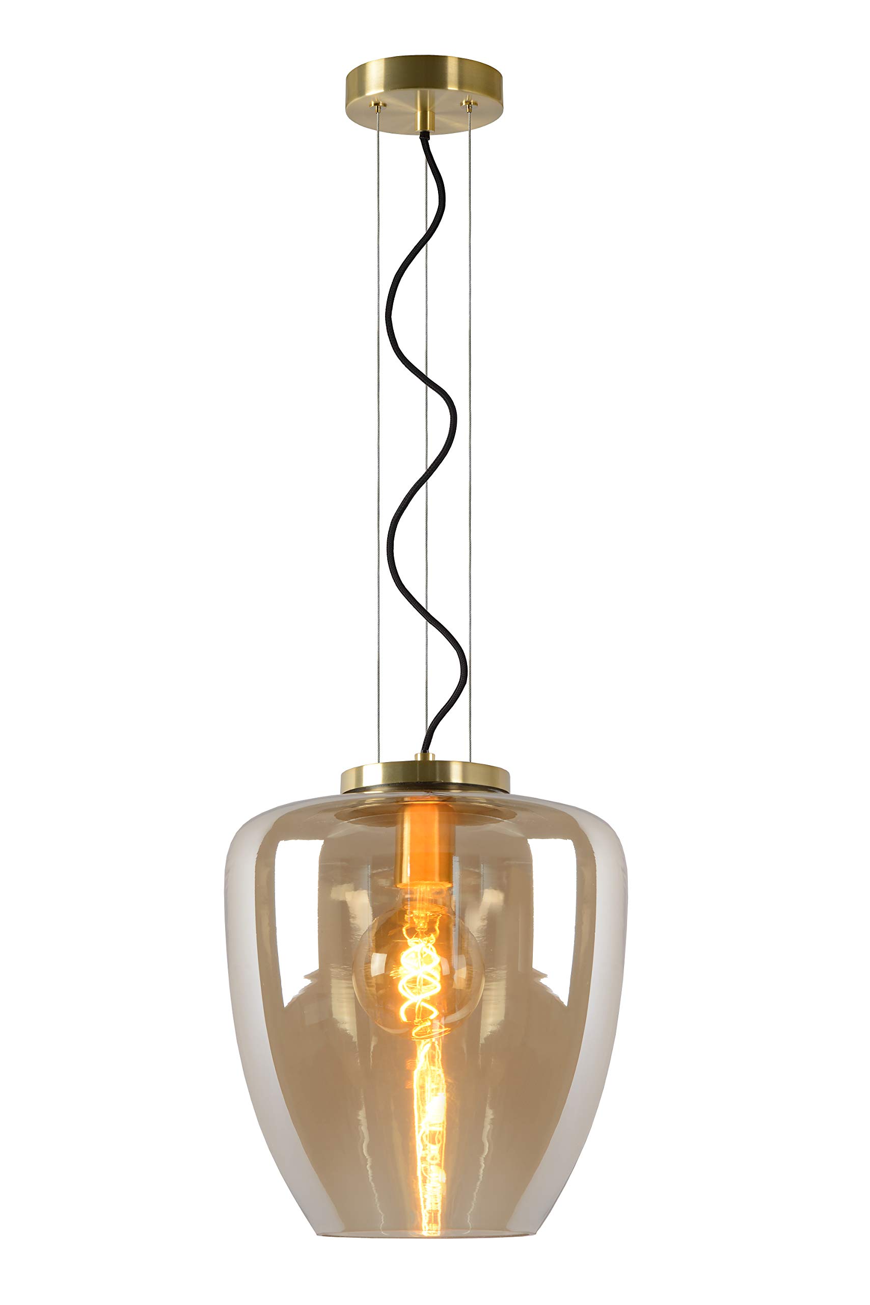 LUCIDE FLORIEN - Pendant Light - Ø 28 cm - 1xE27 - Amber