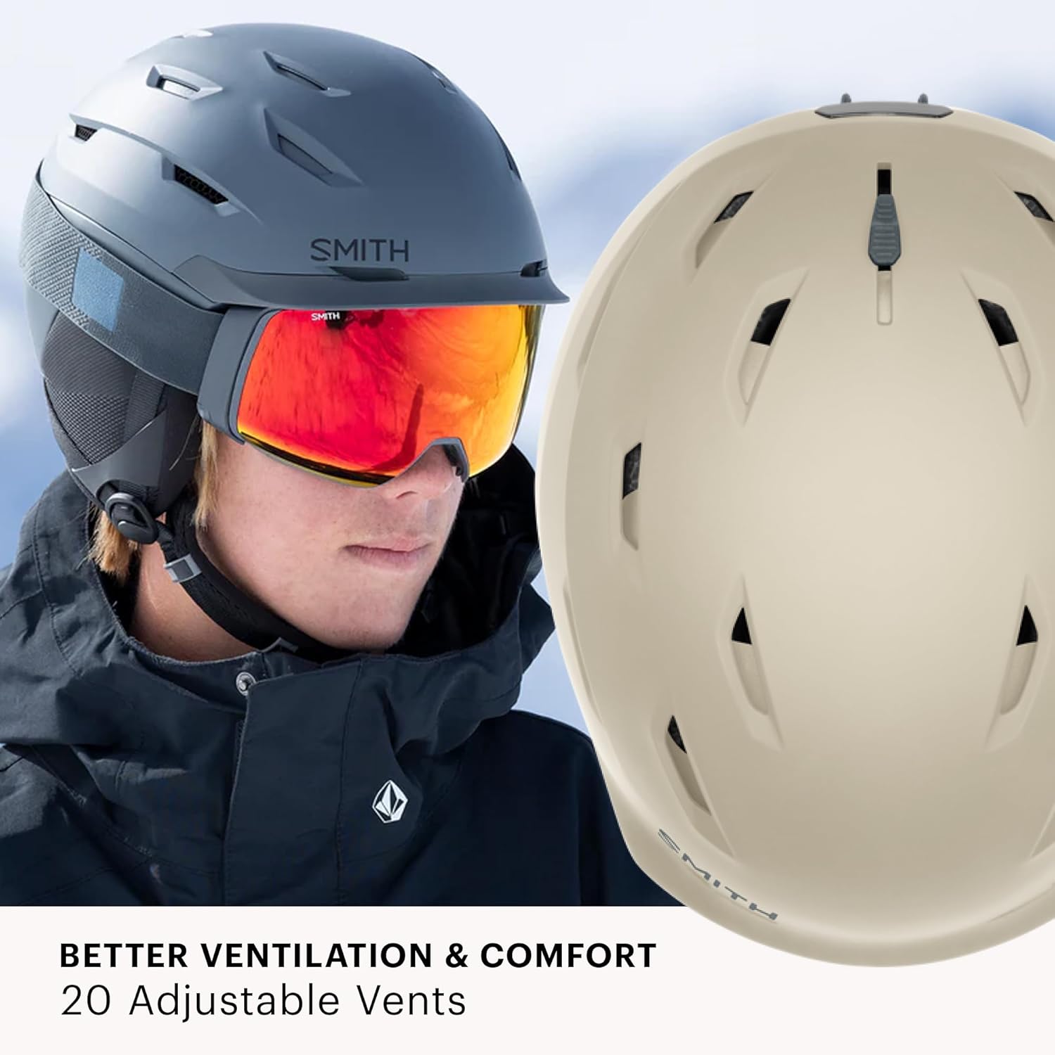 SMITH Level Helmet for Men – Adult Snowsports Helmet with MIPS Technology + Zonal Koroyd Coverage – Lightweight Protection for Skiing & Snowboarding – Matte Chalk, Medium