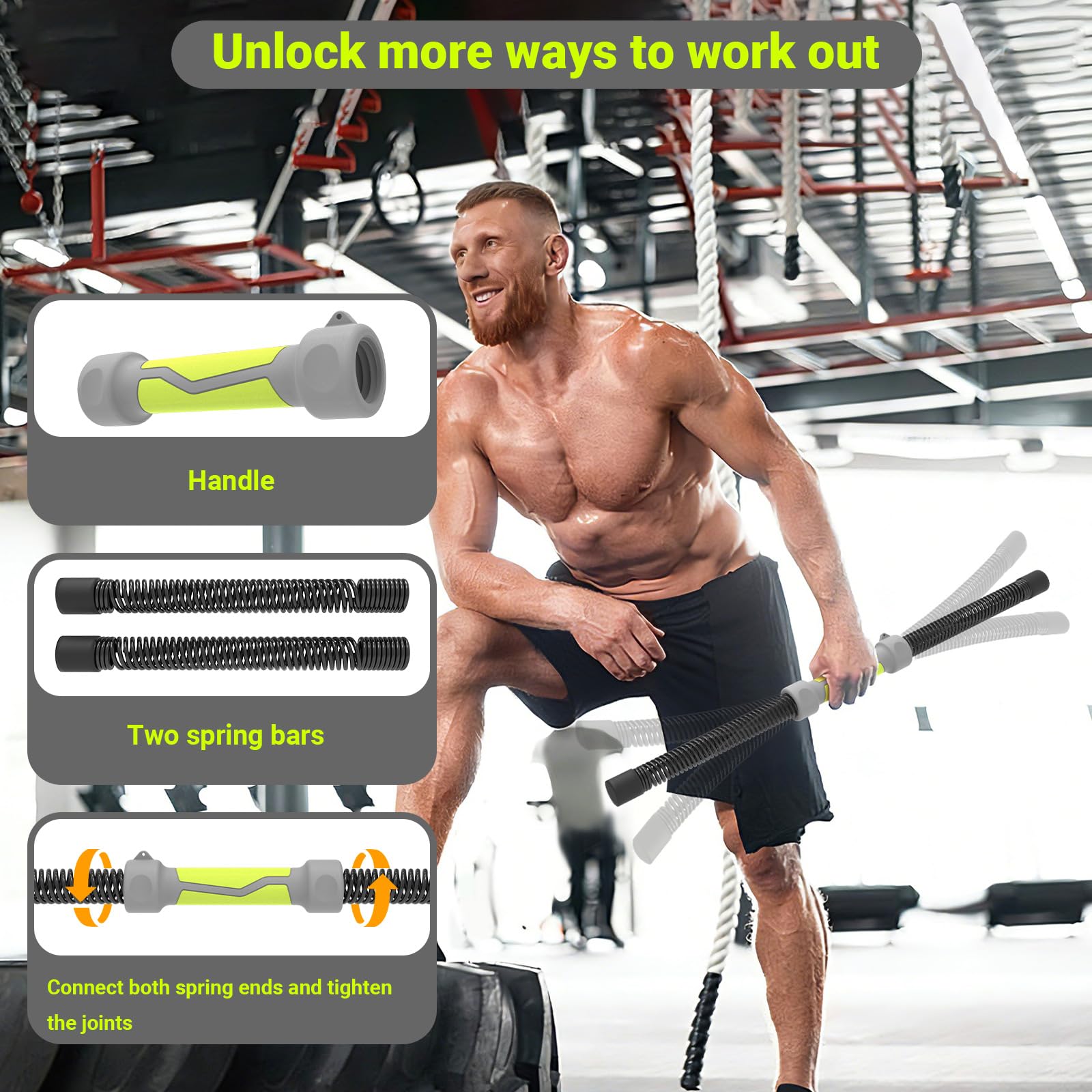 Cuerdas de Batalla inalámbricas Pesadas: Cuerdas de Batalla portátiles con función 3 en 1 actualizadas 2026 para Gimnasio en casa, Cardio, Entrenamientos HIIT y Entrenamiento Muscular, Entrenamiento
