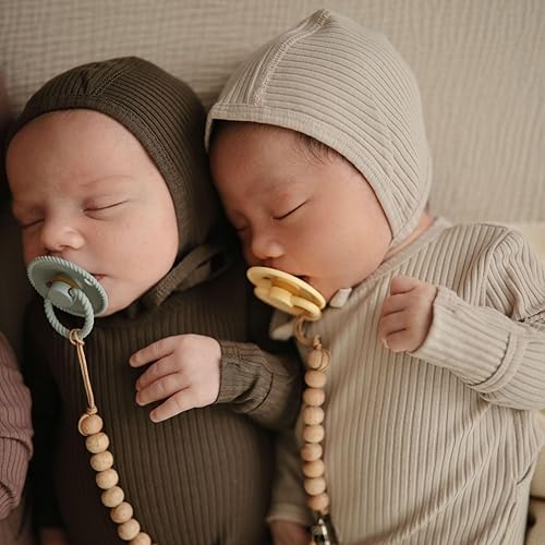 Miniatura 5 de FRIGG Paquete de 4 chupetes de goma natural Skyline Serenity, fabricados en Dinamarca, sin BPA (6-18 meses)