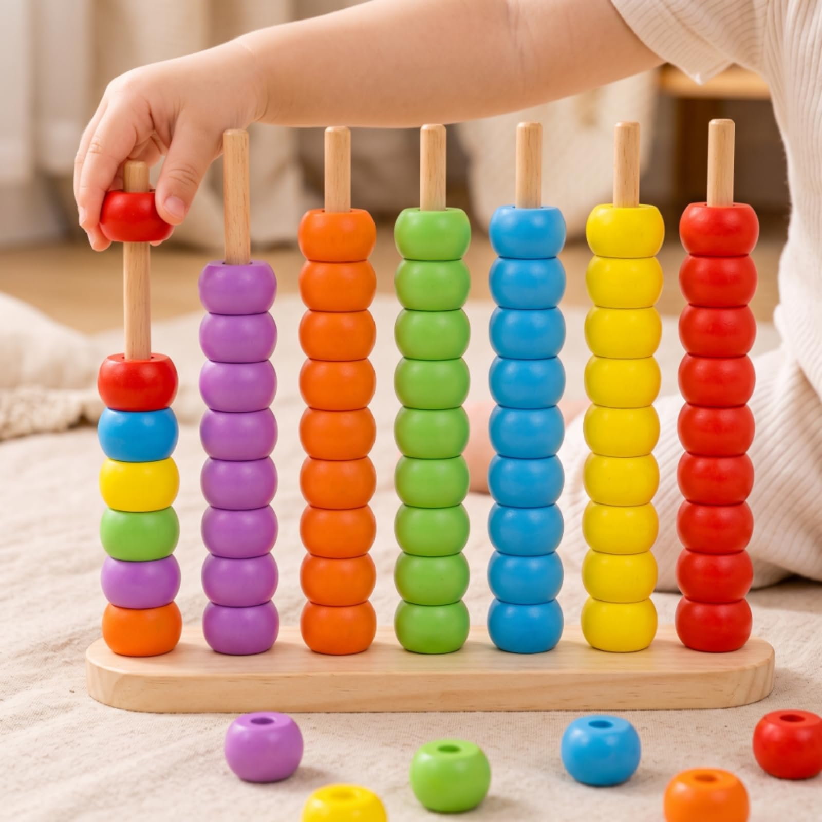 Boulier en Bois Mathématique Boulier avec Tiges Coloré pour Enfants, Bébés, Maison, Maternelle
