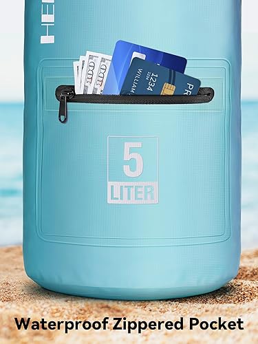 Miniatura 7 de HEETA Bolsa seca impermeable con bolsillo frontal con cremallera para mujeres y hombres, 5L10L20L30L40L, bolsa de almacenamiento en seco ligera para