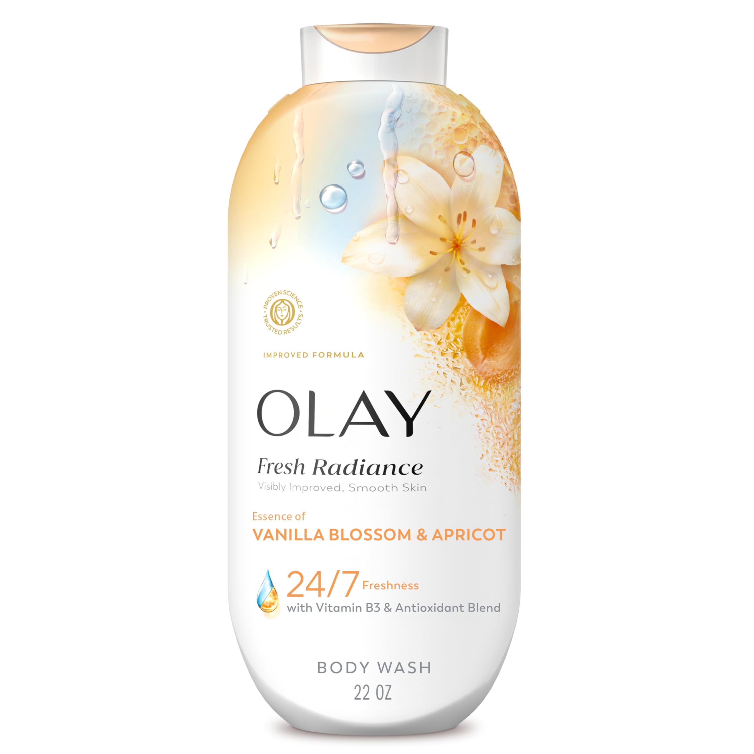 Olay Body Wash for Women Fresh Radiance 24 7 Skin-Loving Freshness Visibly Radiant Plant Based Cleansers Vitamin B3