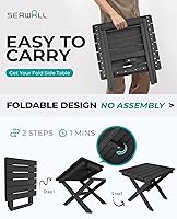 Vista 5 de SERWALL Portable Folding Adirondack Table, HDPE Material Outdoor End Table, No Assembly Required, Weather-Resistant, 110 lbs Capacity, Small Table