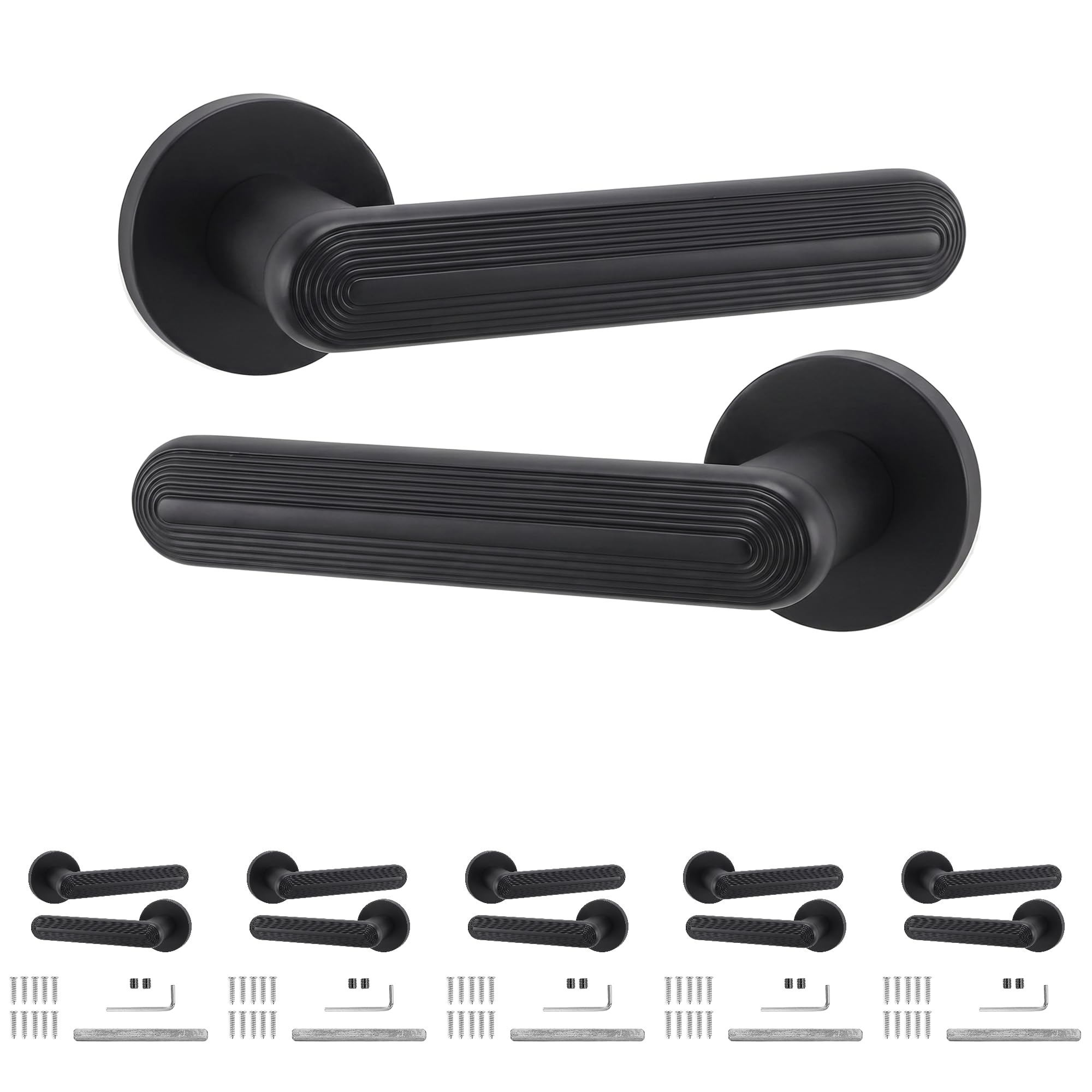 Decoranddecor Matt Black Internal Door Handles 6 Pack