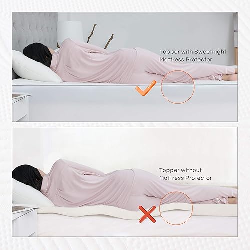 Miniatura 6 de Sweetnight Cubrecolchón individual con protector de colchón impermeable, 2 pulgadas, protector de espuma viscoelástica de gel de refrigeración para