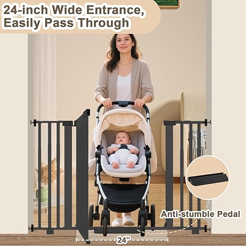 Miniatura 3 de Puerta de bebé interior para escaleras, puerta de perro con cierre automático para puertas, puerta de seguridad fácil de caminar para escaleras