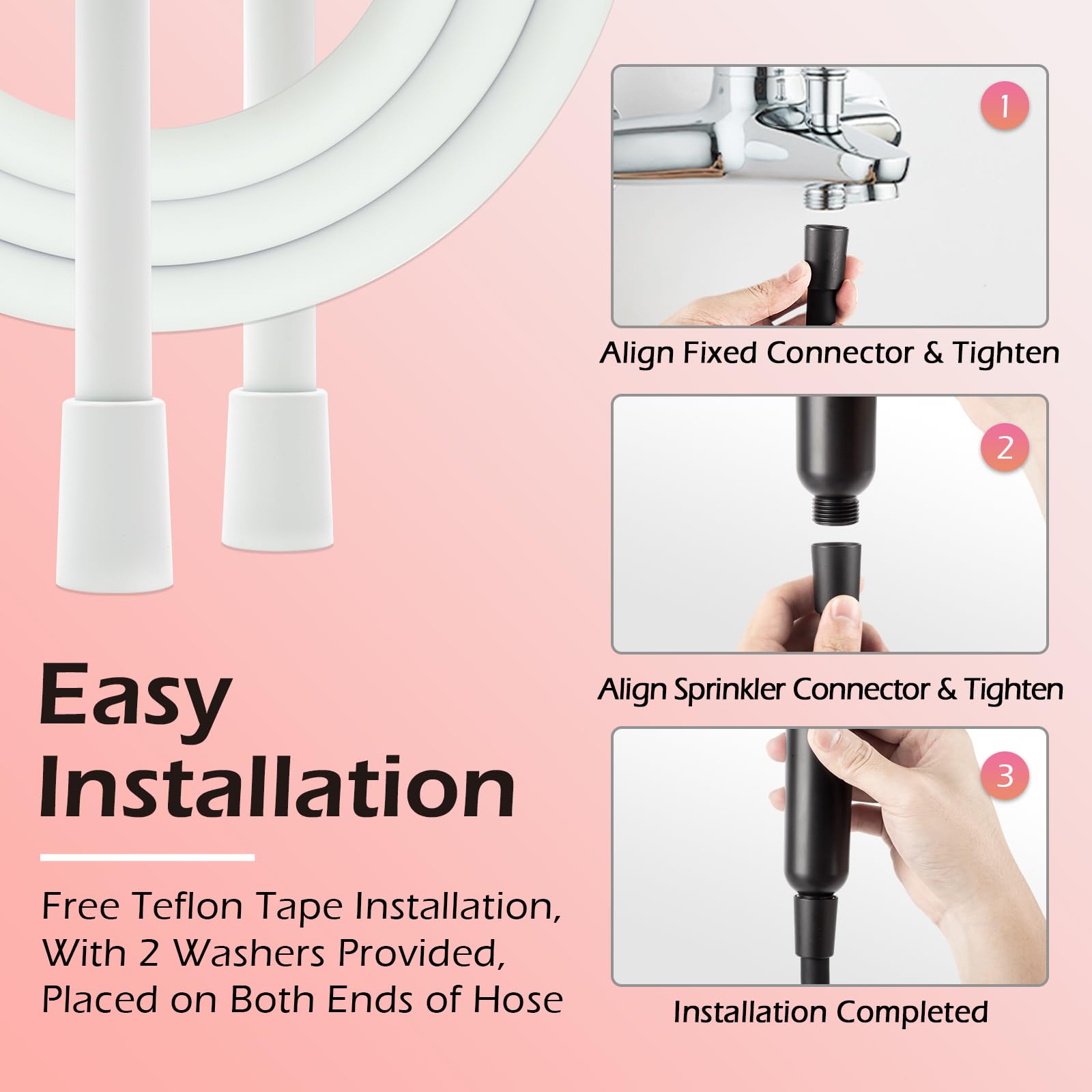 Tubo Doccia 2 Metri, Tubo Flessibile Doccia in Silicone Ultra Morbido, Tubo Doccia da Anti Torsione, Anti Esplosione, G1/2 Pollici, Bianco