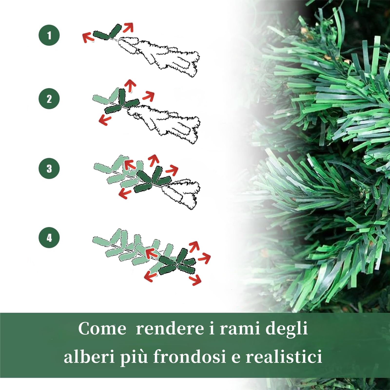 LEIVESTE- Albero di Natale Artificiale Slim Folto 180 Verde con 780 Rami Realistici,Albero di Natale Alto e Stretto con Base in Metallo,Verde