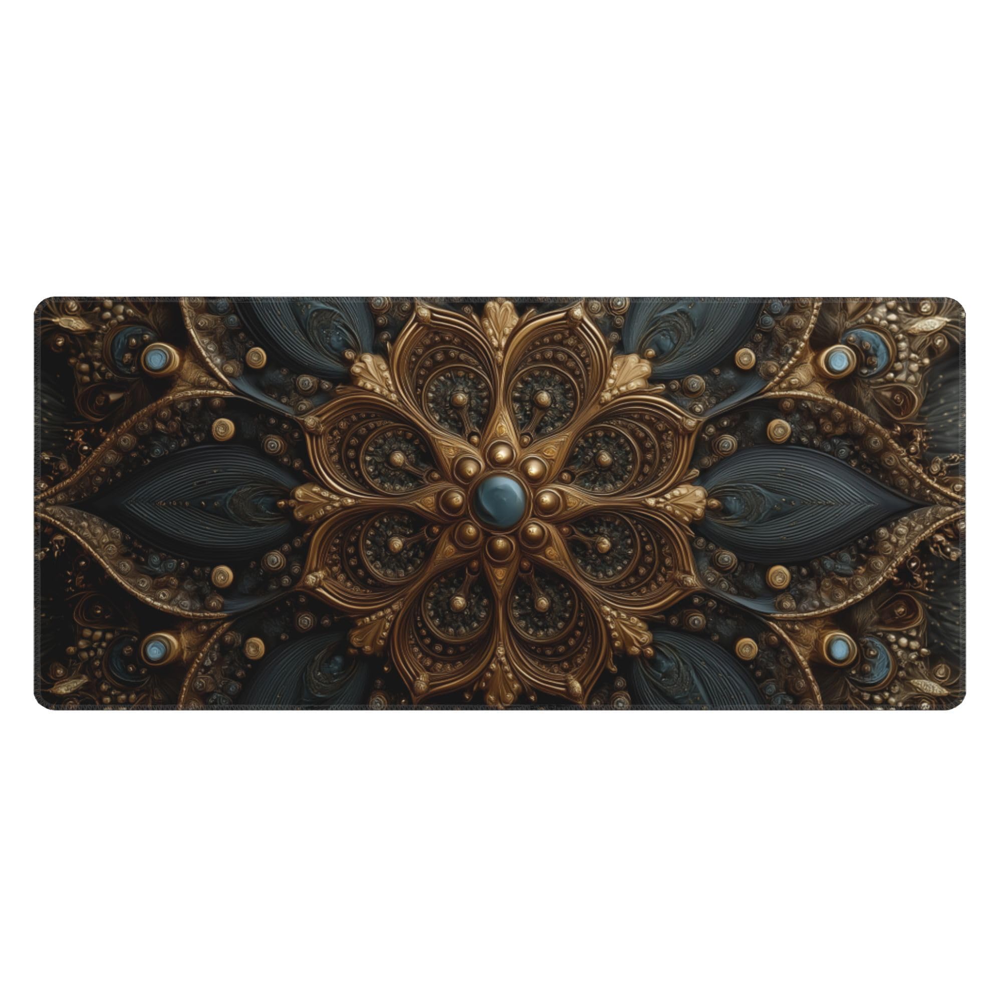 Mandala Pattern Extended Gaming Mouse Pad, with Stitched Edges Large Mouse Pad Desk Protector, Rubber Base Mousepad Keyboard Mouses Mat for Work Game Office Home- 32" X 12" Inch,E181