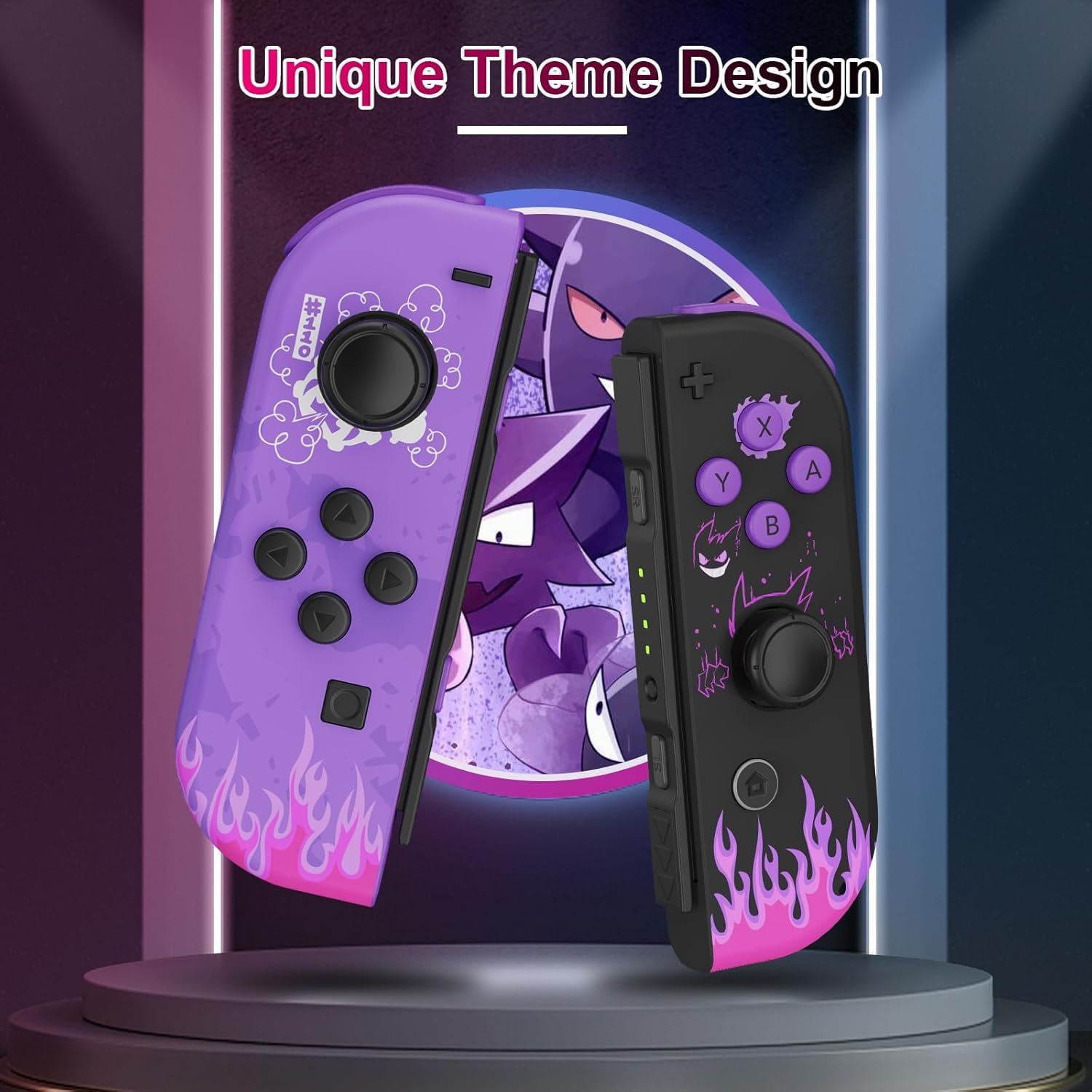 Mhwlhbx Ersatz L/R Switch Controller mit Switch/Lite/OLED-Konsole, Wireless Switch joycons unterstützt Dual Vibration, 6-Achs-Gyro, Wecken, Screenshot-Viola