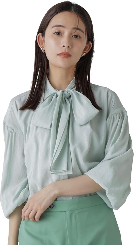 Bicolor Tuck Bow Blouse｜レディース