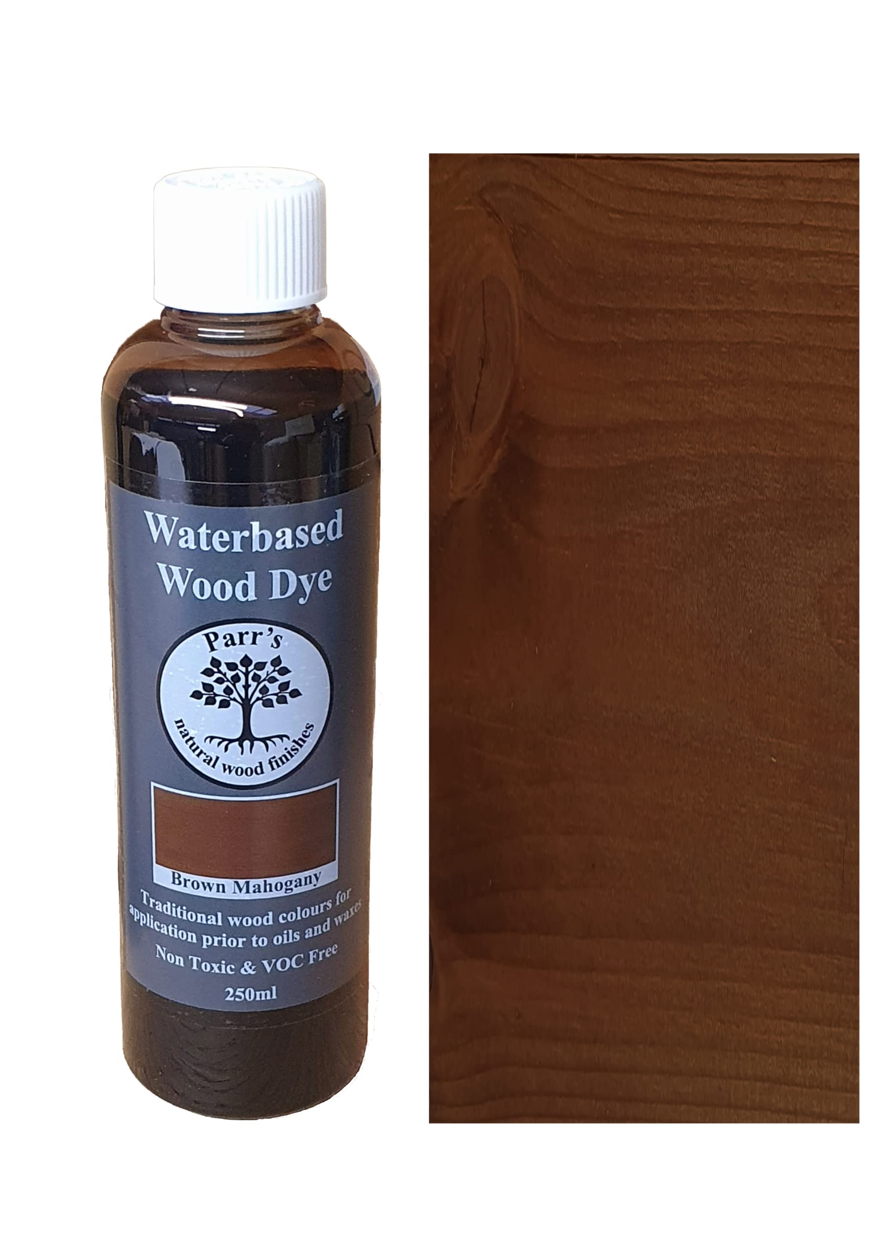 Parr's Light Brown Water Based Wood Stain - Environmentally Friendly Voc Free - For Interior Woodwork - Brown Mahogany - 250Ml