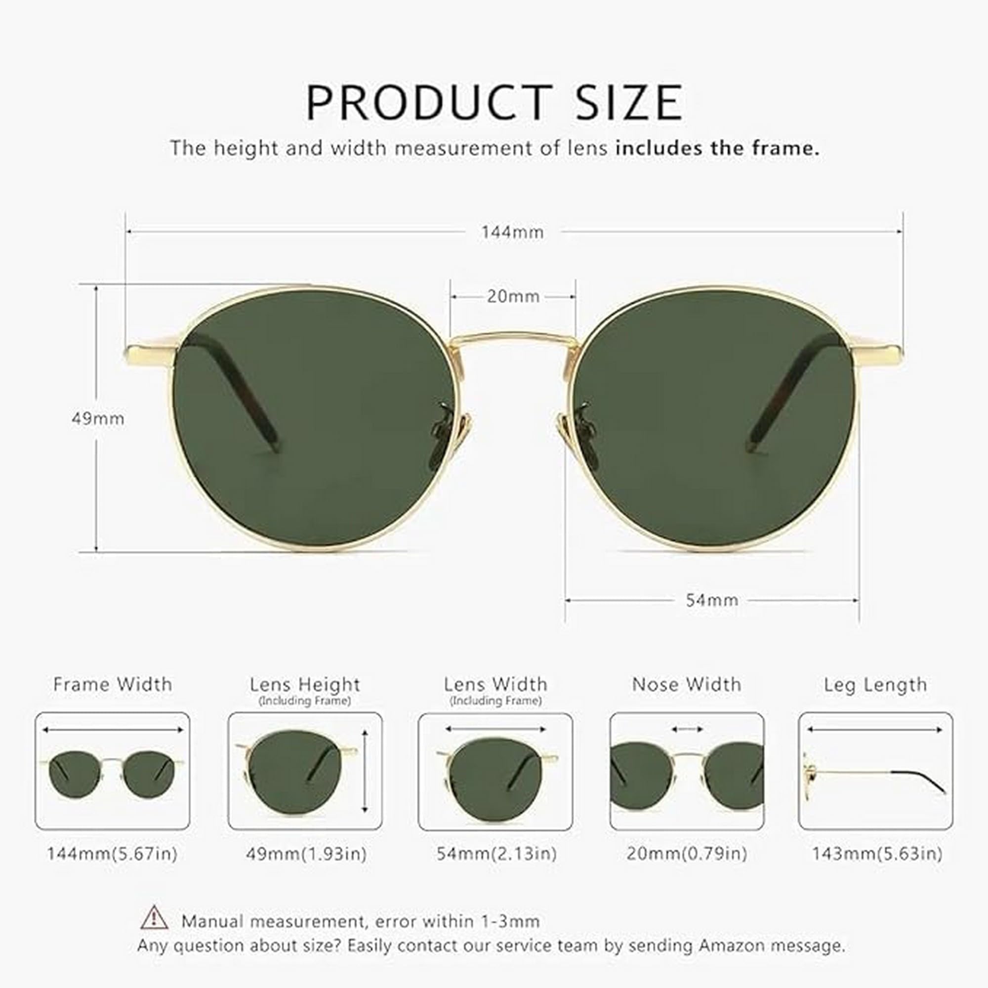 Dervin Ponderable UV Protection Coating Round Sunglasses for Men and Women Classic Metal Sun Glasses (Gold-Green) - Image 2 thumbnail