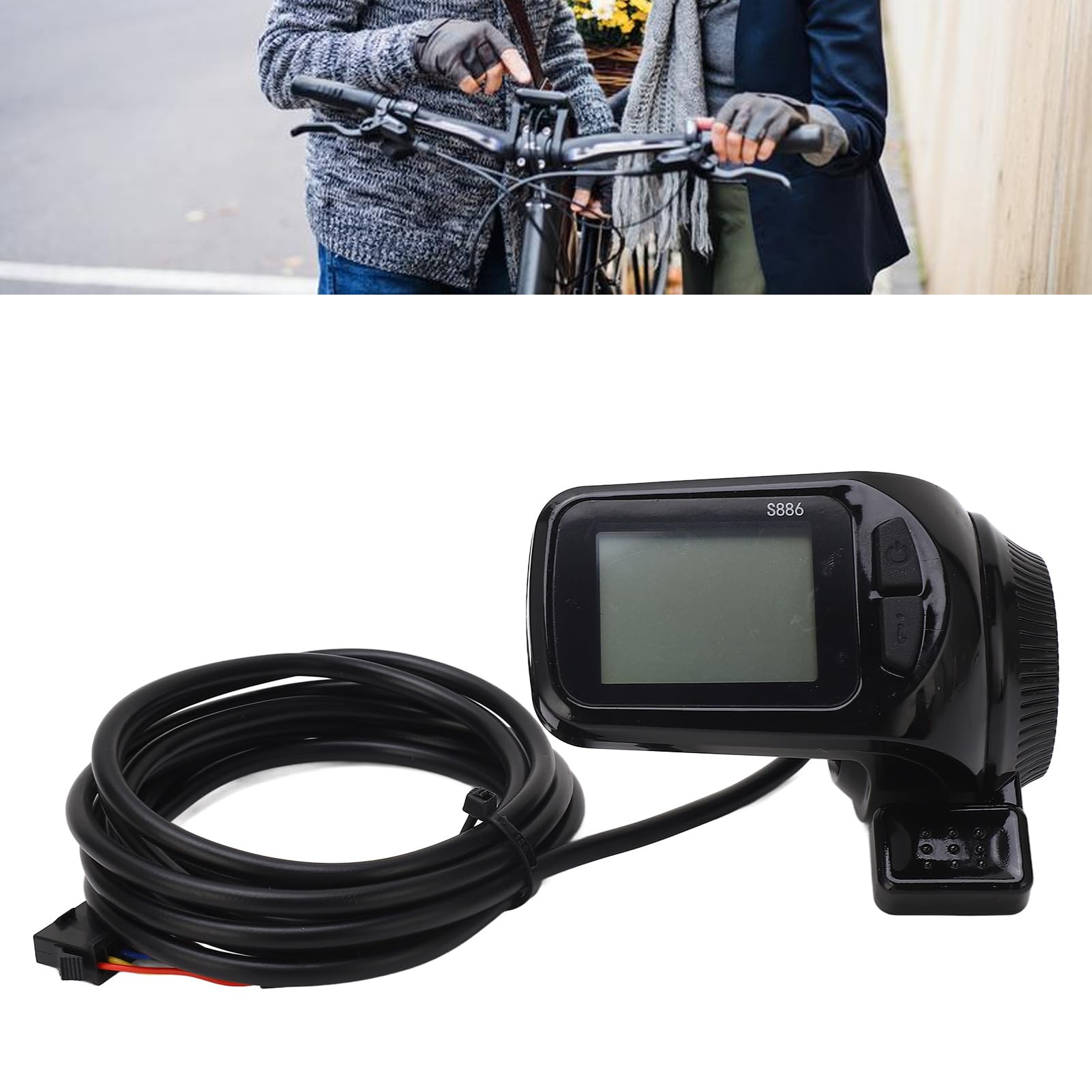 BuyWeek Panel wyświetlacza LCD S886, lekki wodoodporny panel wyświetlacza LCD ABS ze złączem reflektorów kciuk akcelerator do roweru elektrycznego