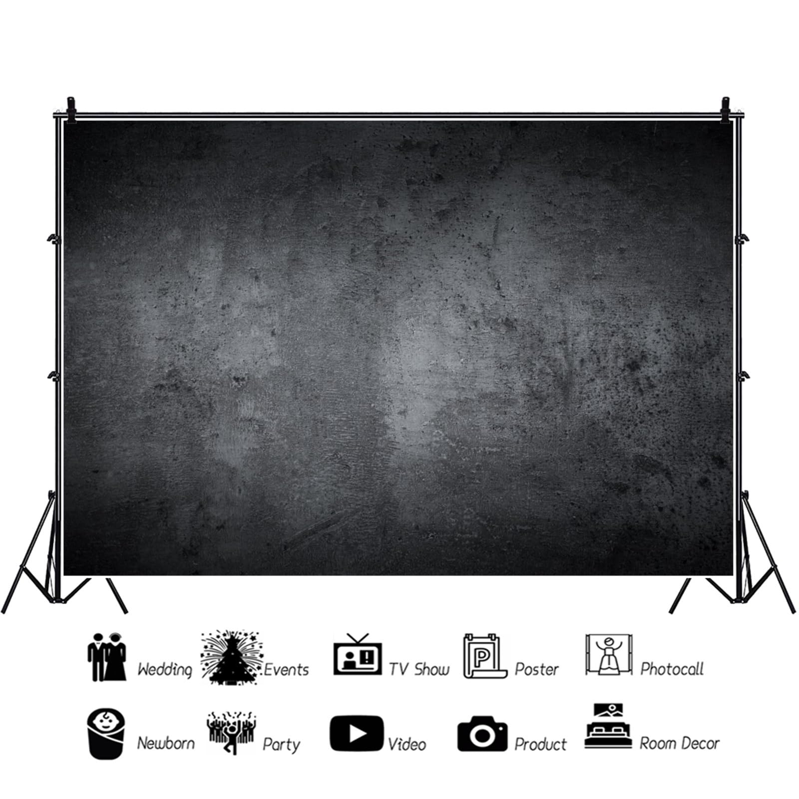 YongFoto 3x2,5m Vinyle Toile de Fond Surface de béton Noir Mur Texture marbre foncé Fond Décors Studio Photo Banner Enfant Video Fete Photobooth Photographie Props