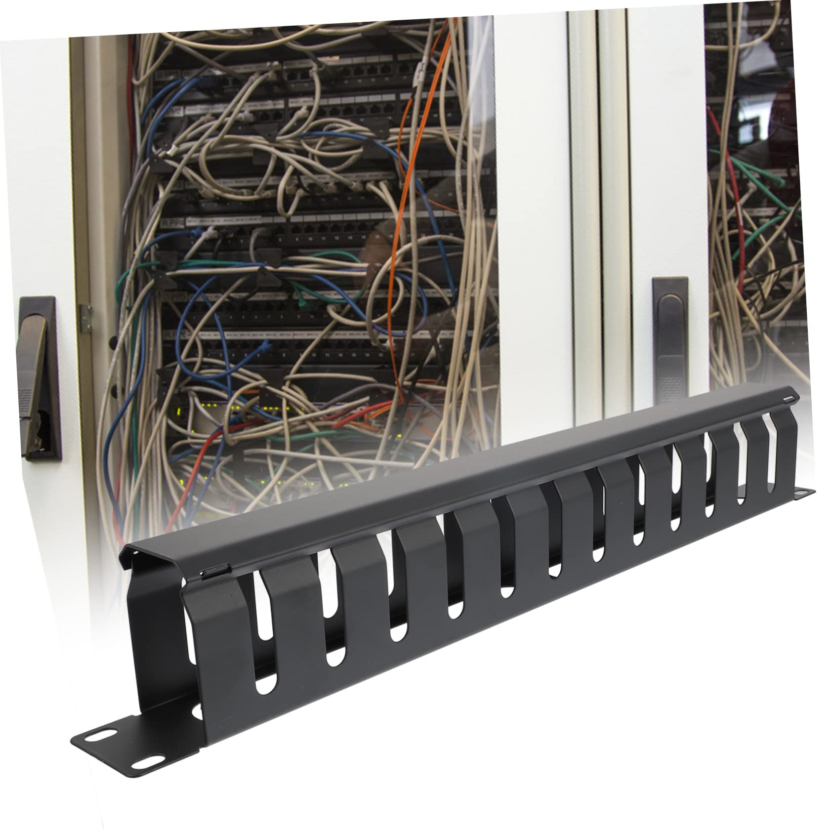 Homoyoyo Rack Horizontal en Métal 12 Emplacements pour Gestion des Câbles Réseau et Serveur, Support Robuste et Organisation Bureau ou Hôtel