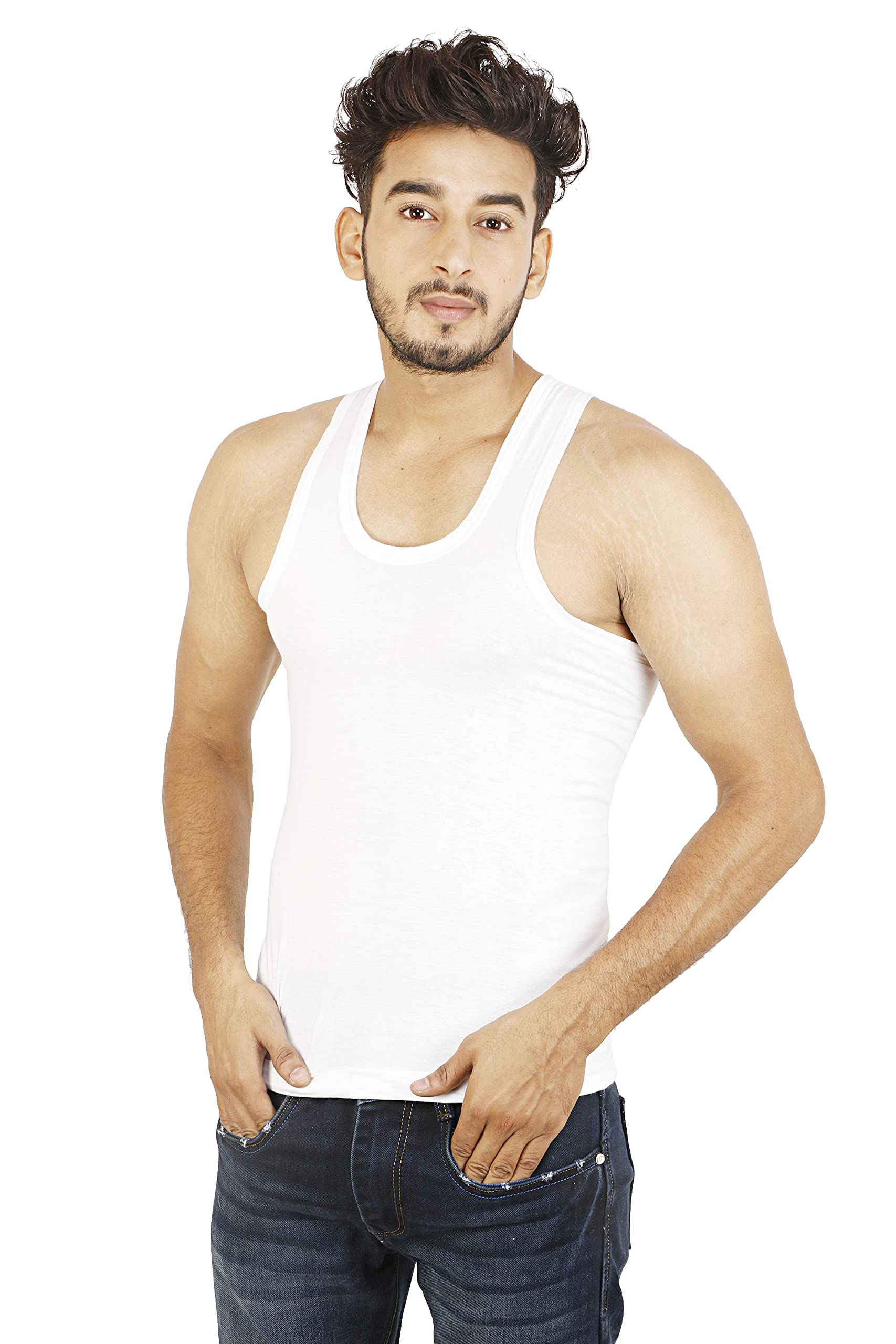 xmer Men's Cotton White Vest Sleeveless Scoop Neck Pack of 1-picture-57