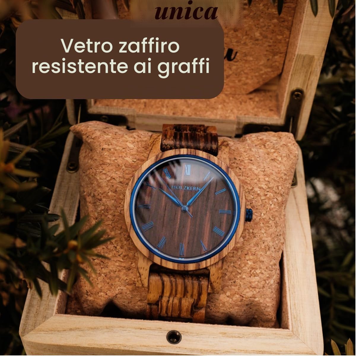 HOLZKERN Orologio da polso al quarzo Mattina d'autunno Zebrano/Wengé | Orologio unisex eccezionale per donne e uomini,
