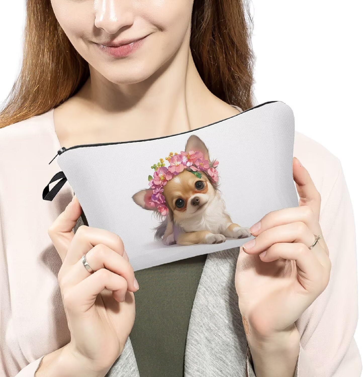 Livel lhood Floral Chihuahua Cute Small Makeup Bag image 3