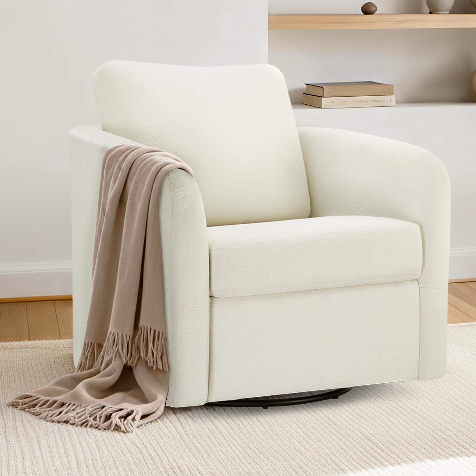 Photo 1 of KISLOT, Swivel Accent Chair, Cream White