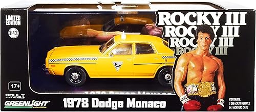 1978 Monaco Taxi City Cab Co. Yellow Rocky III (1982) Película 1/43 Modelo de auto fundido a troquel por Greenlight 86612