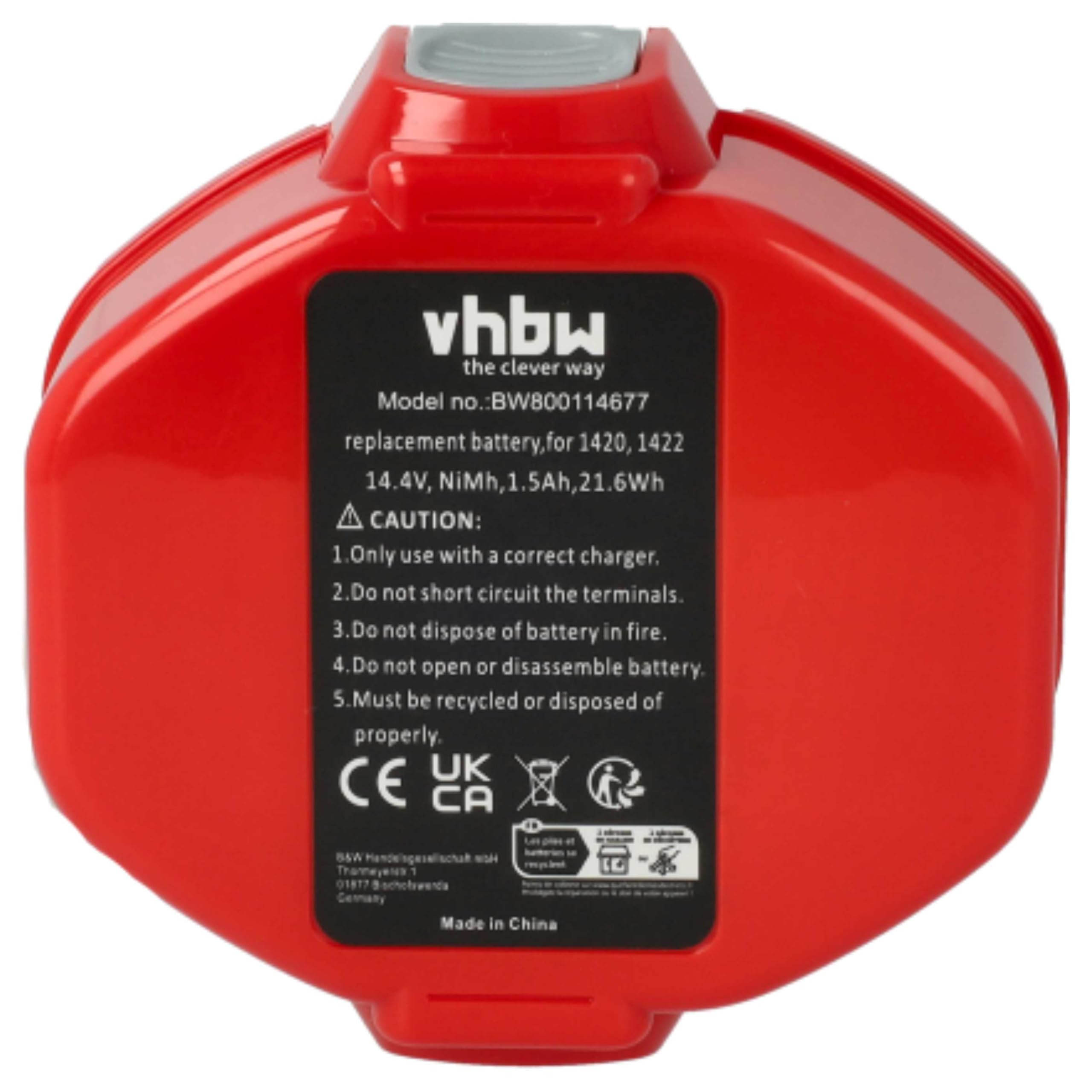 vhbw 3 x NiMH akumulator 1500 mAh (14,4 V) pasujący do elektronarzędzi narzędzia Powertools Tools Makita JR140DWD, ML140 Flashlight, ML141 Flashlight