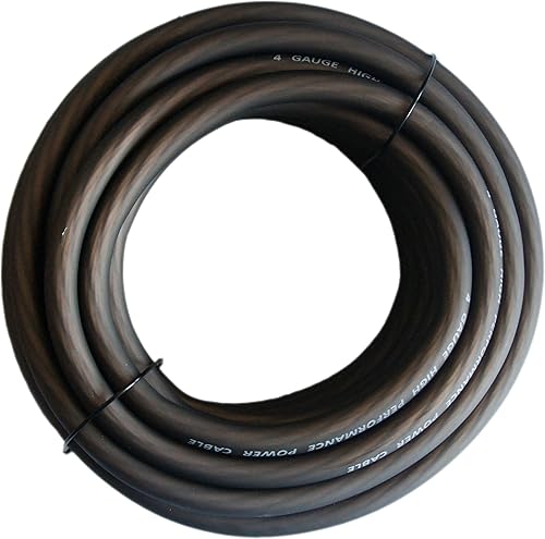 Cable de tierra RD calibre 4 AWG CCA Rock Direct Power Cable de batería, sistema estéreo de altavoces para el hogar, uso automotriz (25 pies, negro)