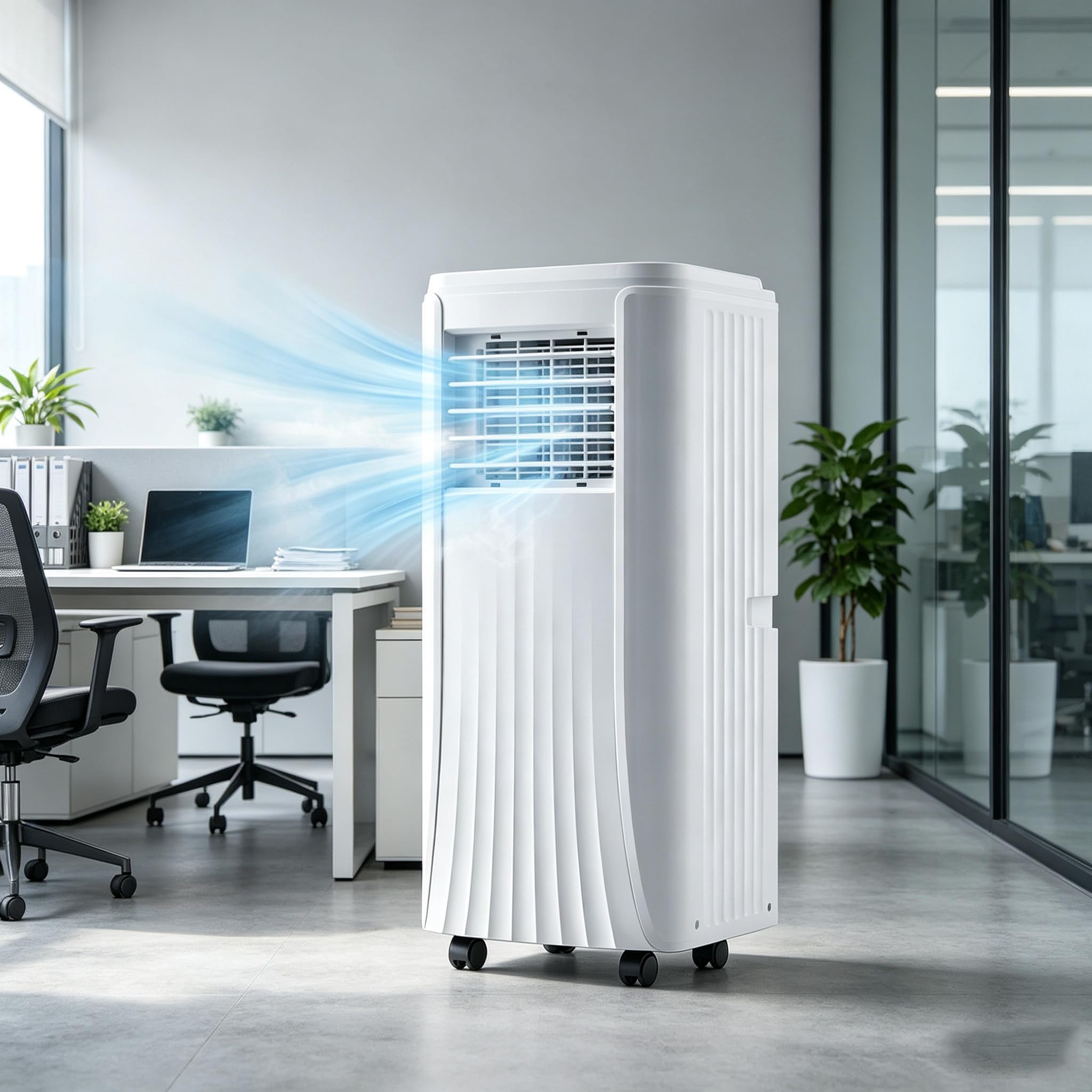 Condizionatore Portatile, Refrigeratore d'Aria Domestico 10000BTU | Condizionatore Portatile Con Ruote E Telecomando – Ideale per Soggiorno, Ufficio, Palestra E Garage; Raffreddamento Rapido