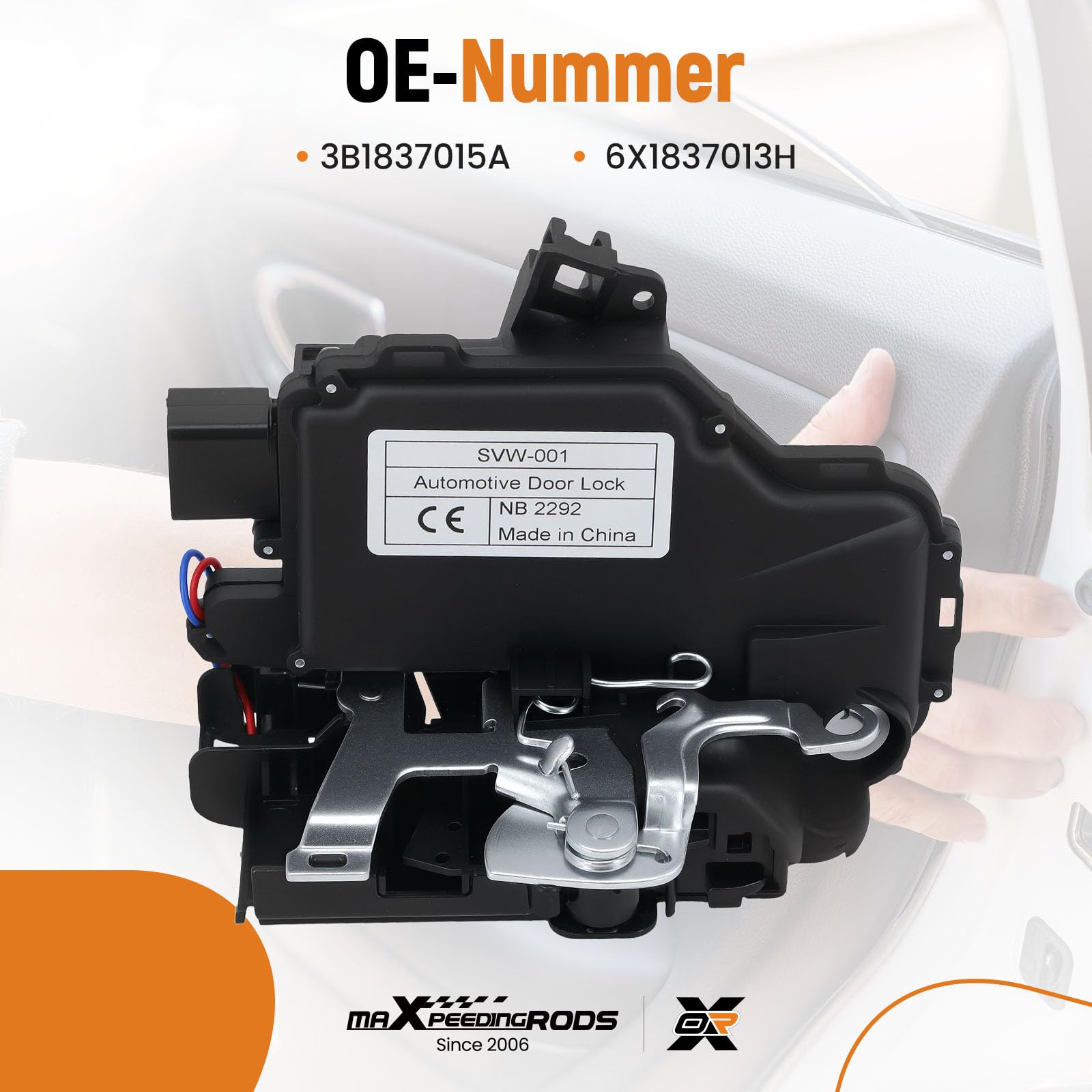 maXpeedingrods Türschloss Vorne Links Fahrerseite für VW Bora Golf IV 1J1 Polo 9N Passat 3B2 für SKODA Fabia 6Y Octavia I 1U2 für SEAT Cordoba 6L Arosa 6H Leon 1M1 mit OE 3B1837015A 6X1837013H