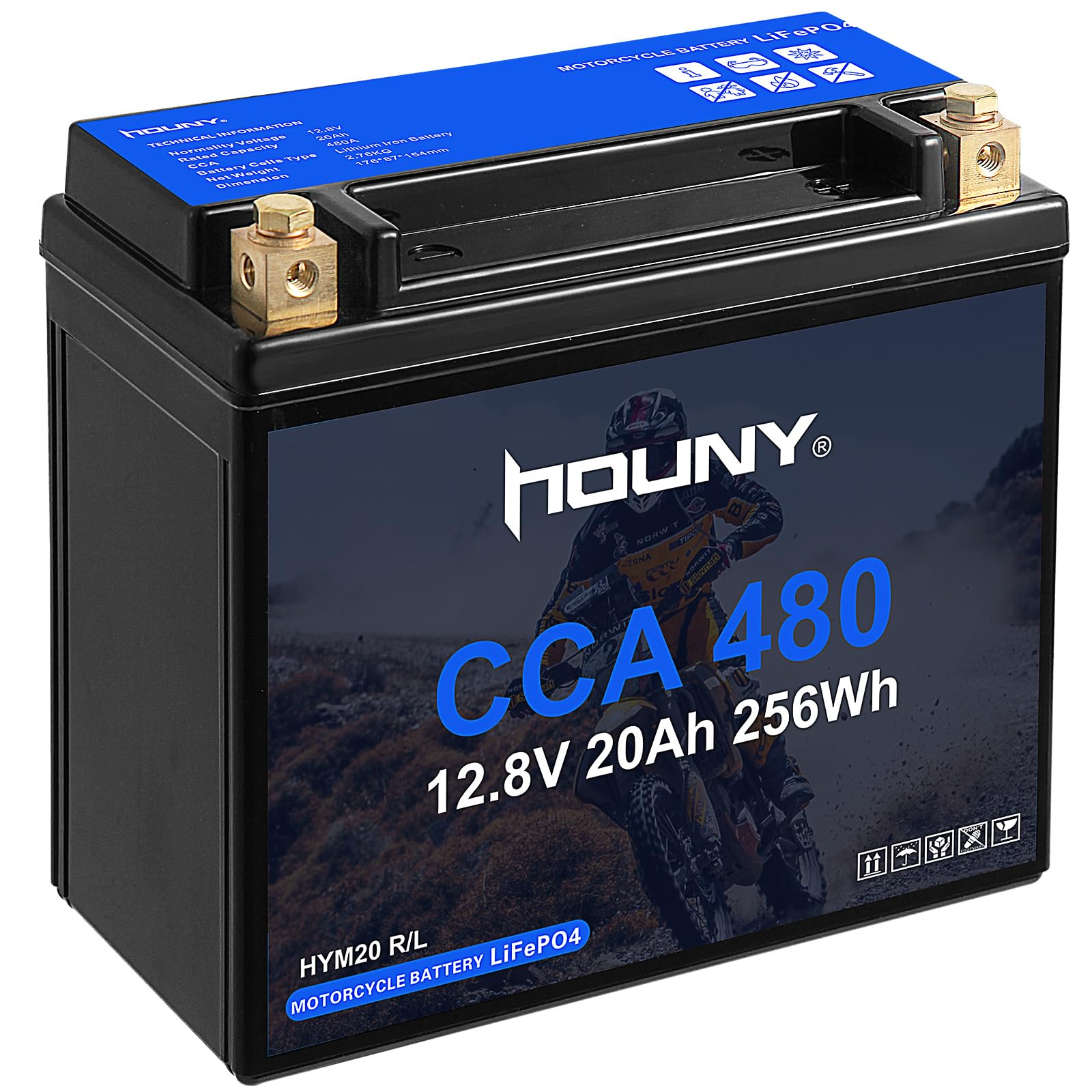 yusho7027様 Amazon.com: Lithium YTX20L-BS, 12V 20Ah 480 CCA LiFePO4 Motorcycle