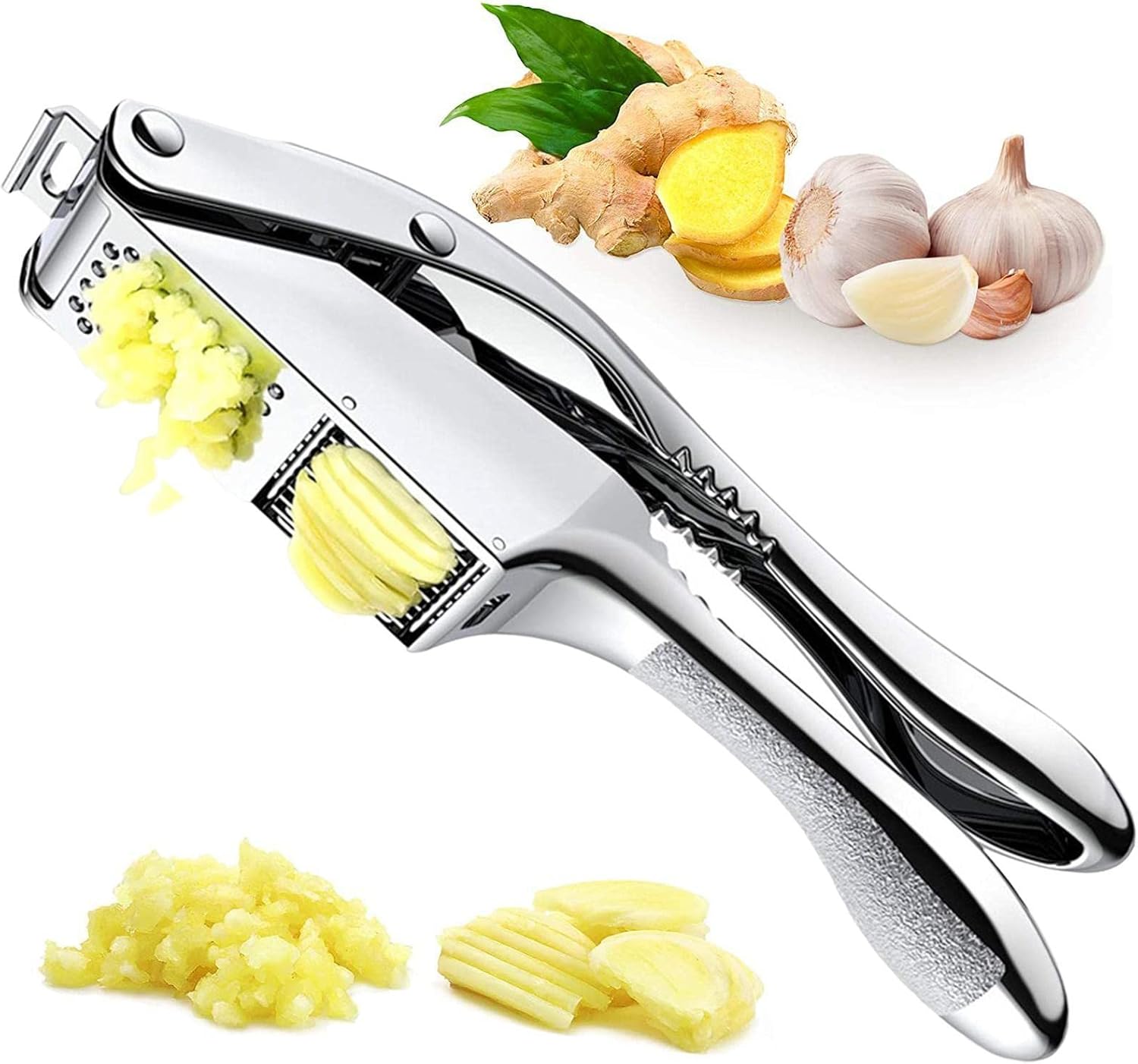 Fovolat 2 Stainless Steel Garlic Slicer,Multipurpose Garlic Presser for