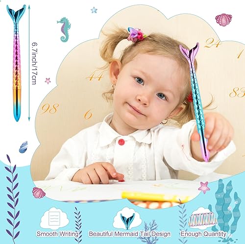 Miniatura 3 de Ireer 48 piezas de recuerdos de fiesta de sirena, 24 mini libretas de sirena, cuadernos en espiral y 24 bolígrafos de cola de pez, juego de
