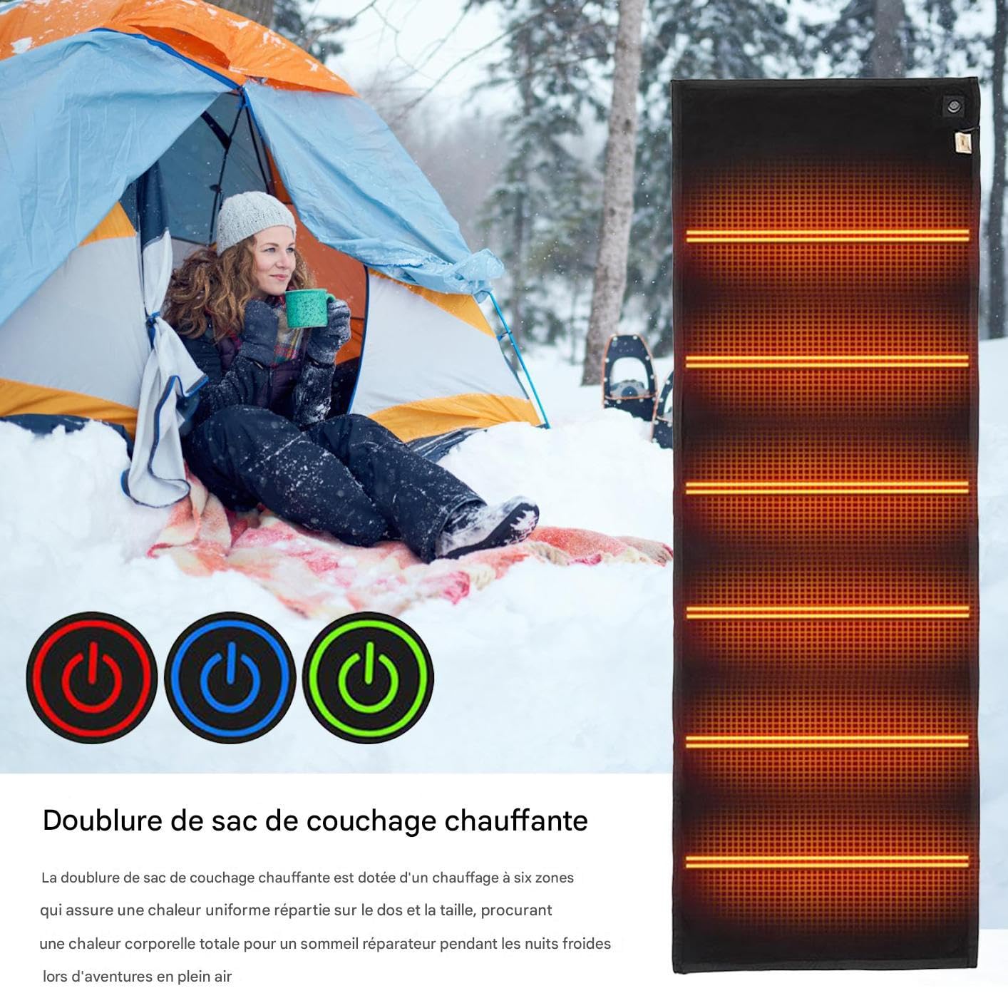 sous-Sac De Couchage Chauffant Couverture Chaude USB Douce Et Pliable