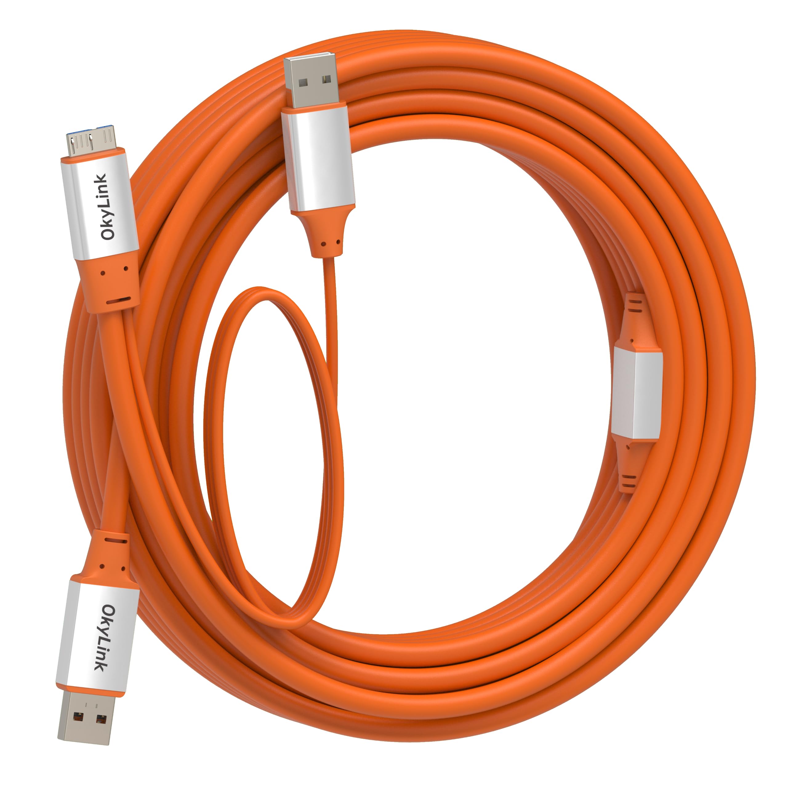 OkyLink Aktives USB 3.2 Gen 2 Kabel USB-A auf Micro-B, Stecker auf Stecker, 10Gbps, 10m