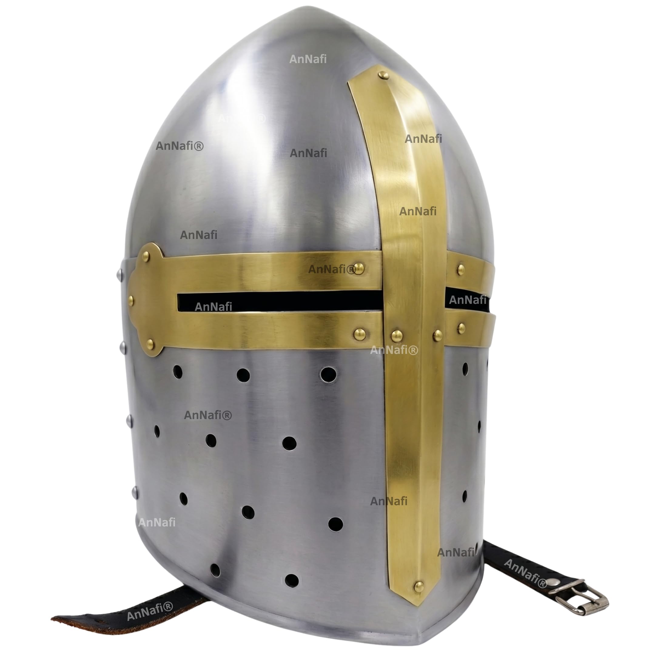AnNafi® Medieval Knight Sugarloaf Armor Helmet with Free Wooden Stand Reenactment Helmet | Cosplay SCA