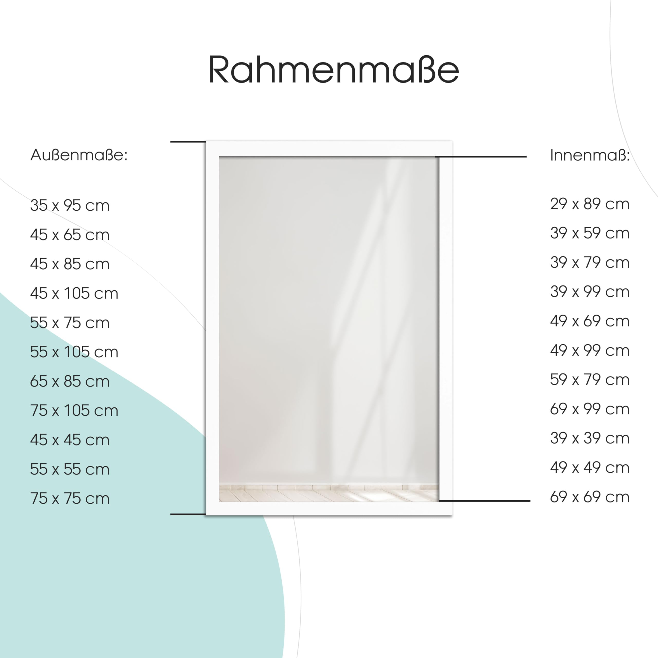 Cornice classica con specchio | rosso | dimensioni specchio: 50 x 50 cm | più cornice da 5 cm | specchio da parete | in 11 misure