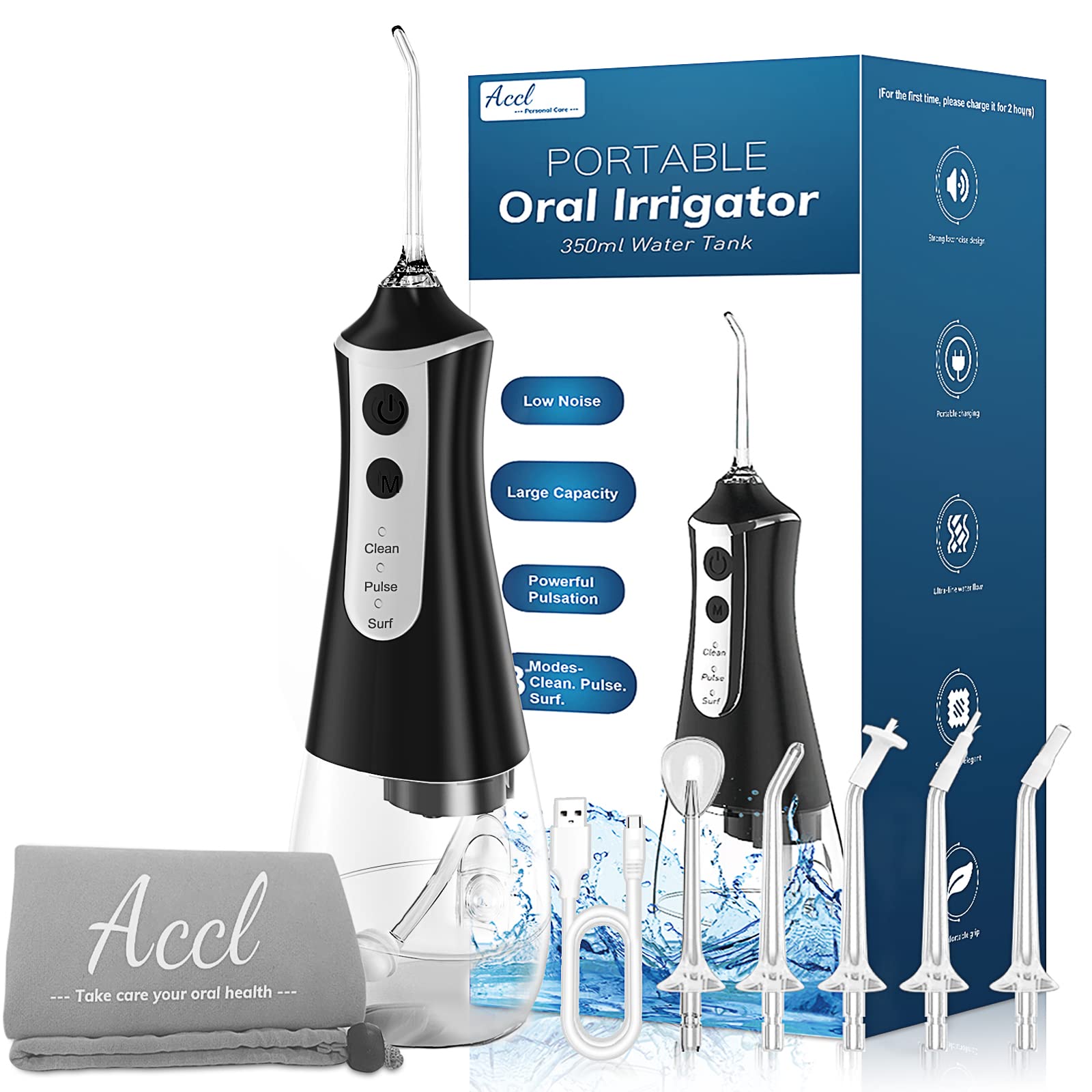 Water Picker ACCL Water Flosser for Teeth Cordless Picker with 5 Tips and 3 Modes ...
