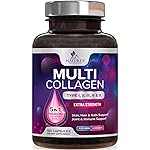Multi Collagen Pills 2400 mg - Advanced Types I, II, III, V, X - Hydrolyzed Multi Collagen Peptides Pills, Collagen Supplements for Women & Men - Hair, Skin, & Nail Support Supplement - 180 Capsules