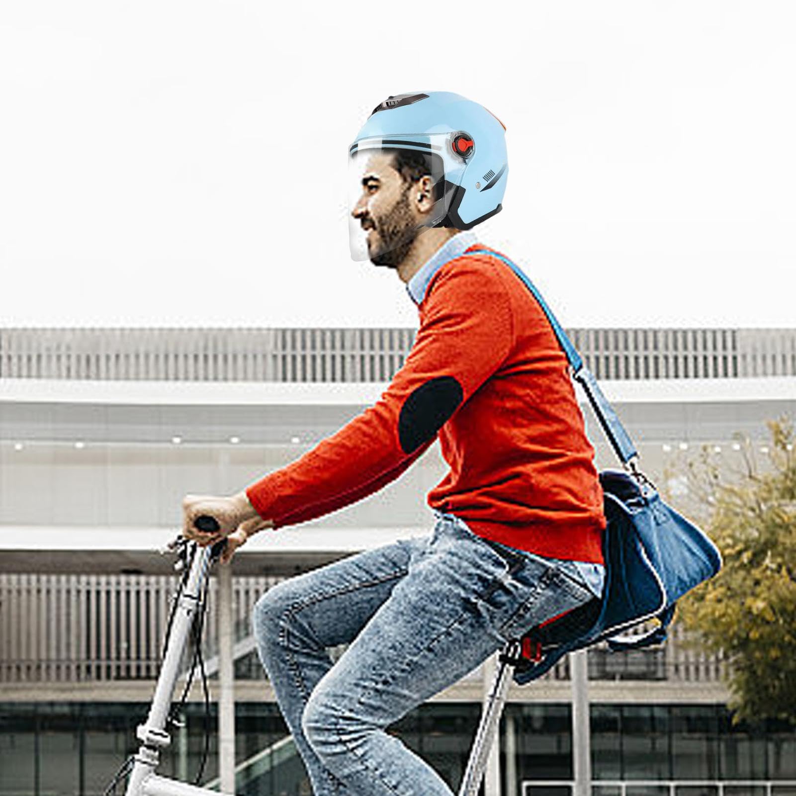 Casco da Moto per Adulti, Casco da Moto Aperto Con Doppia Visiera, Casco Da Scooter Uomo Donne Adulto Unisex, Casco Semiaperto 3/4 Con Occhiali, Cappucci di Protezione di Sicurezza per Adulti