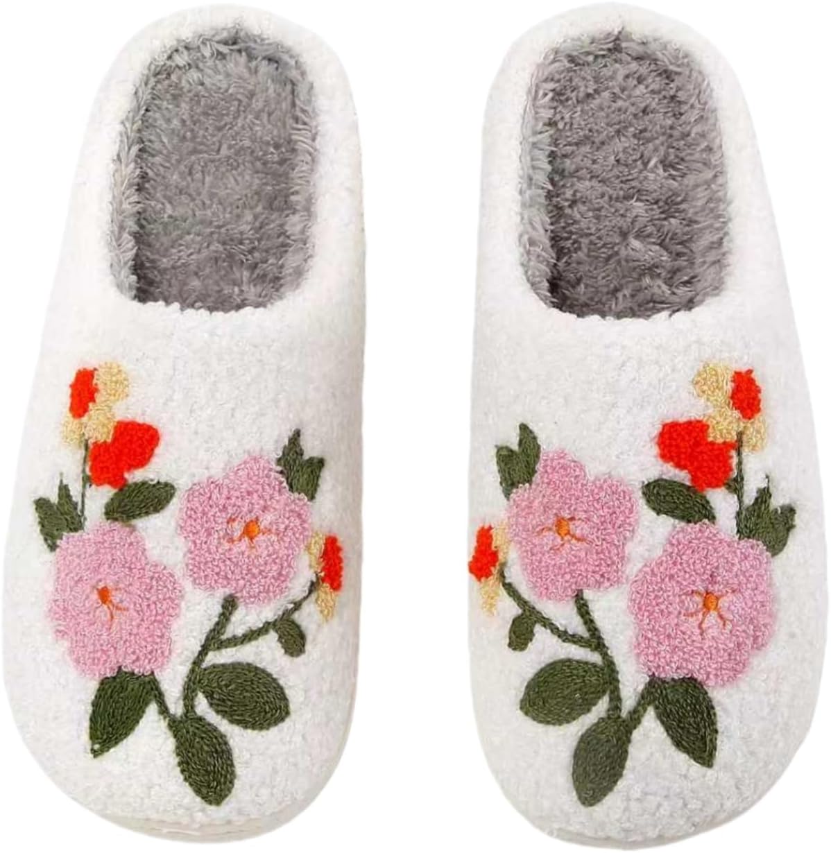 Comfy Home Elastic Slippers Retro Memory Foam Fuzzy Shoes For Womens Mens Cute Cartoon Plush Fluffy Warm Fur Lined Slippers Winter Indoor House Shoes