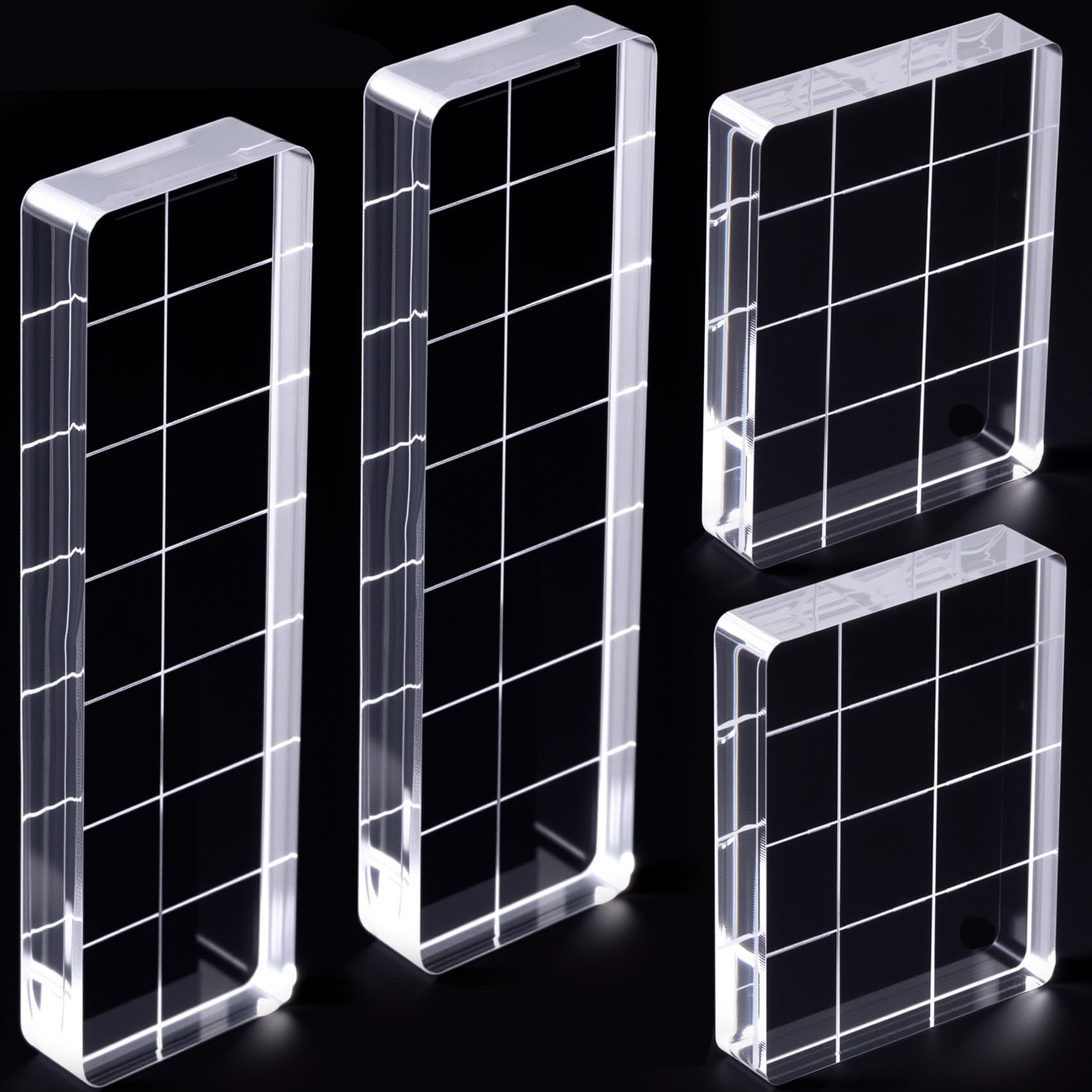 4 bloques de sellos acrílicos, bloques acrílicos para sellar, bloque de sello transparente, sellos transparentes para hacer tarjetas, manualidades de álbumes de recortes, hacer
