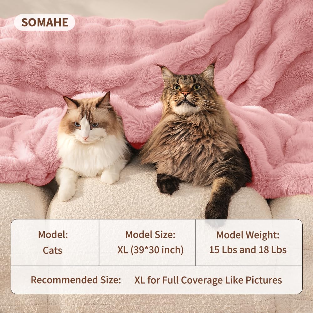 Coperta per cani, ultra morbida, in finta pelliccia, per gatti da interni, ultra morbida, lavabile in lavatrice, reversibile, per animali domestici, per divano, mobili, 71 x 55,9 cm, rosa