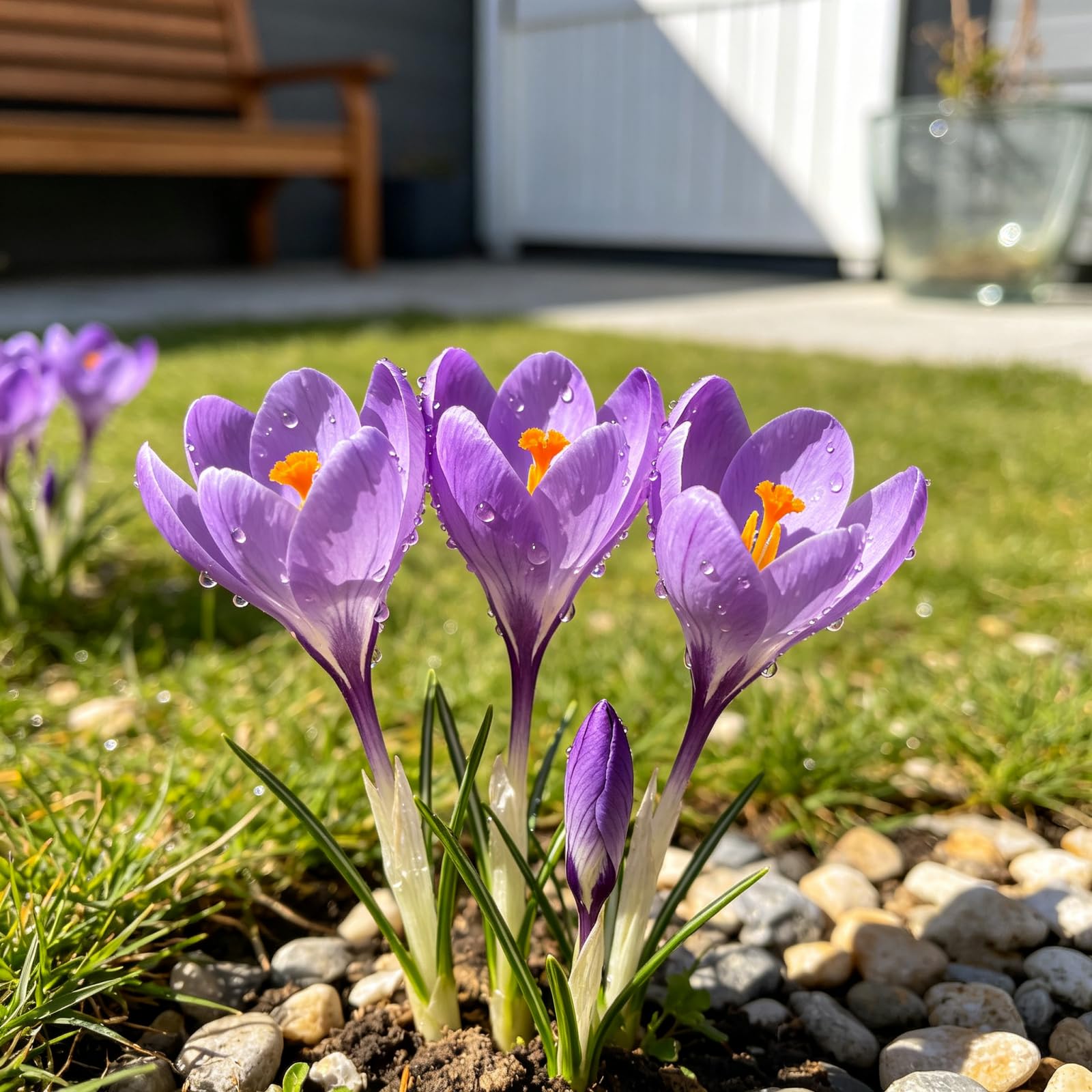 Krokuszwiebeln, leicht im Innen- und Außenbereich zu züchten, können in Wasser oder Erde gezüchtet werden, blühen im frühen Frühling-15zwiebeln-a