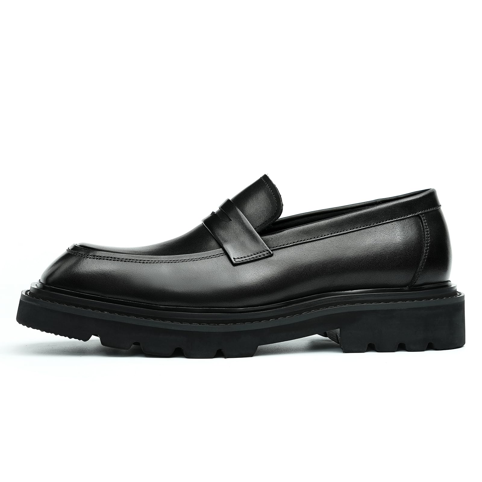 Mocassins Confortables à Semelle Epaisse pour Hommes Chaussures à Enfiler en Cuir Formel Affaires